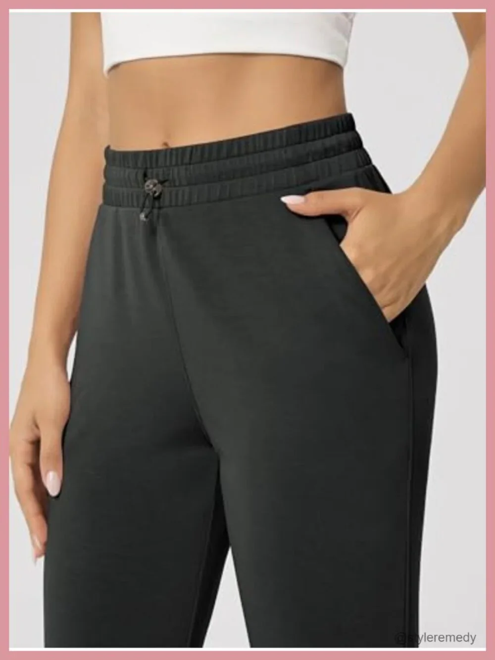 Women's Modal High Waist Pants with Pockets, Split Hem Casual Lounge Trousers